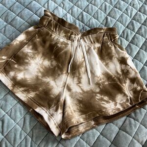lululemon athletica Brown and Cream Tie-Dye Shorts